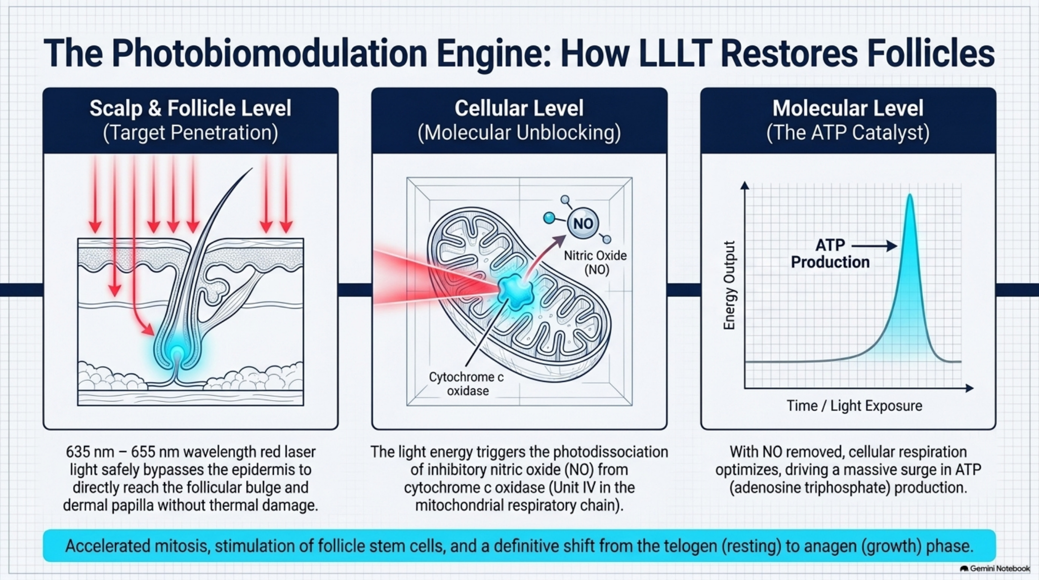 The photobiomodulation engine — how LLLT restores follicle function